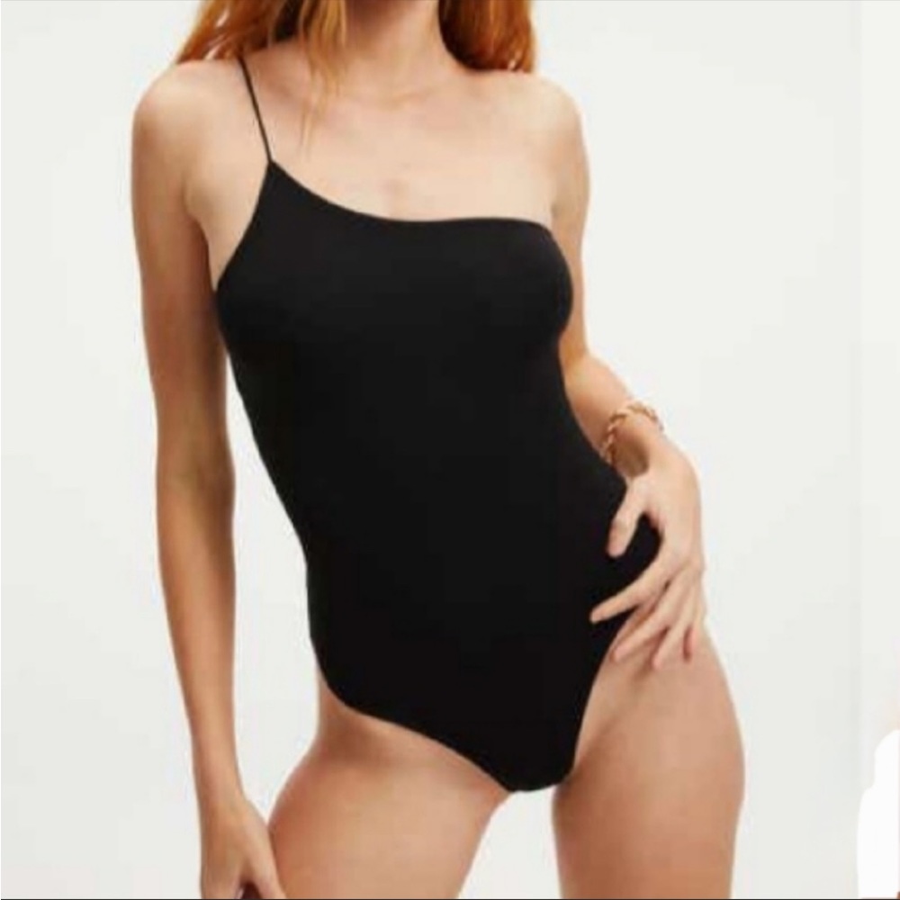 New Good American GOOD TOUCH single spaghetti strap bodysuit size 1 / S - BLACK